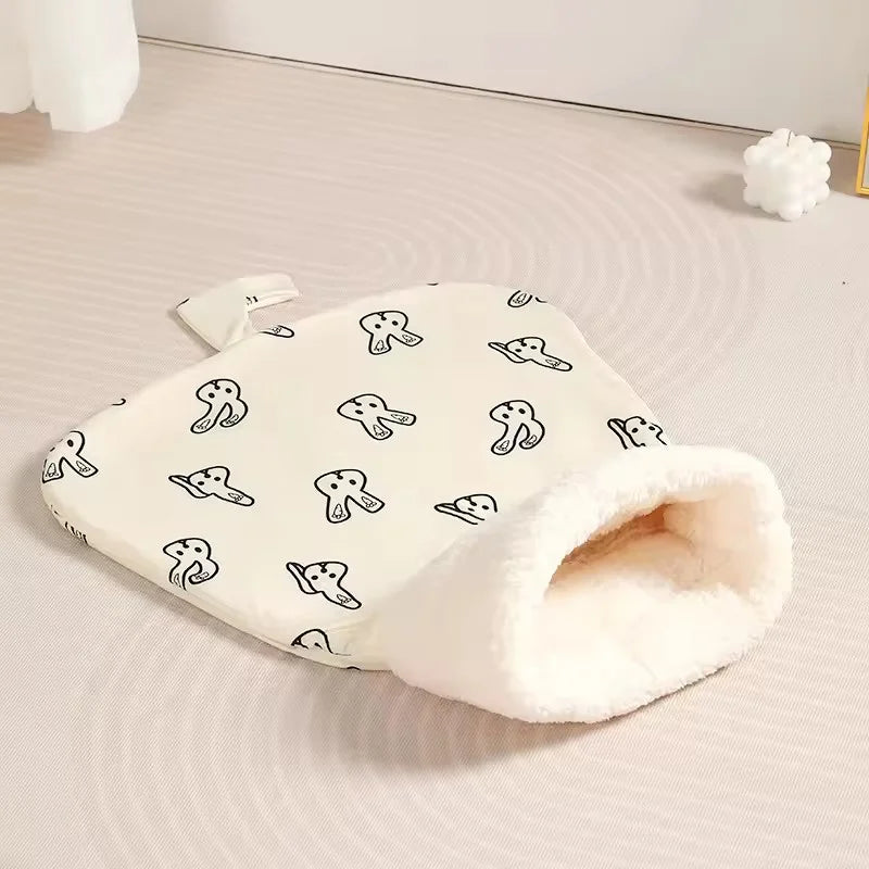 Winter Cat Cave Bed Self Warming Pet Mat Washable Cat Sleeping Bag Enclosed Fleece Lined Pet Bed Indoor Pet Nest pet supplies