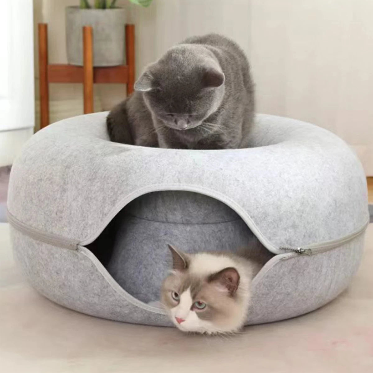 Donut Cat Bed Interactive Tunnel Pet Felt Indoor Toys Cats House Kitten Training Toy Cat Kennel Cat Accessories
