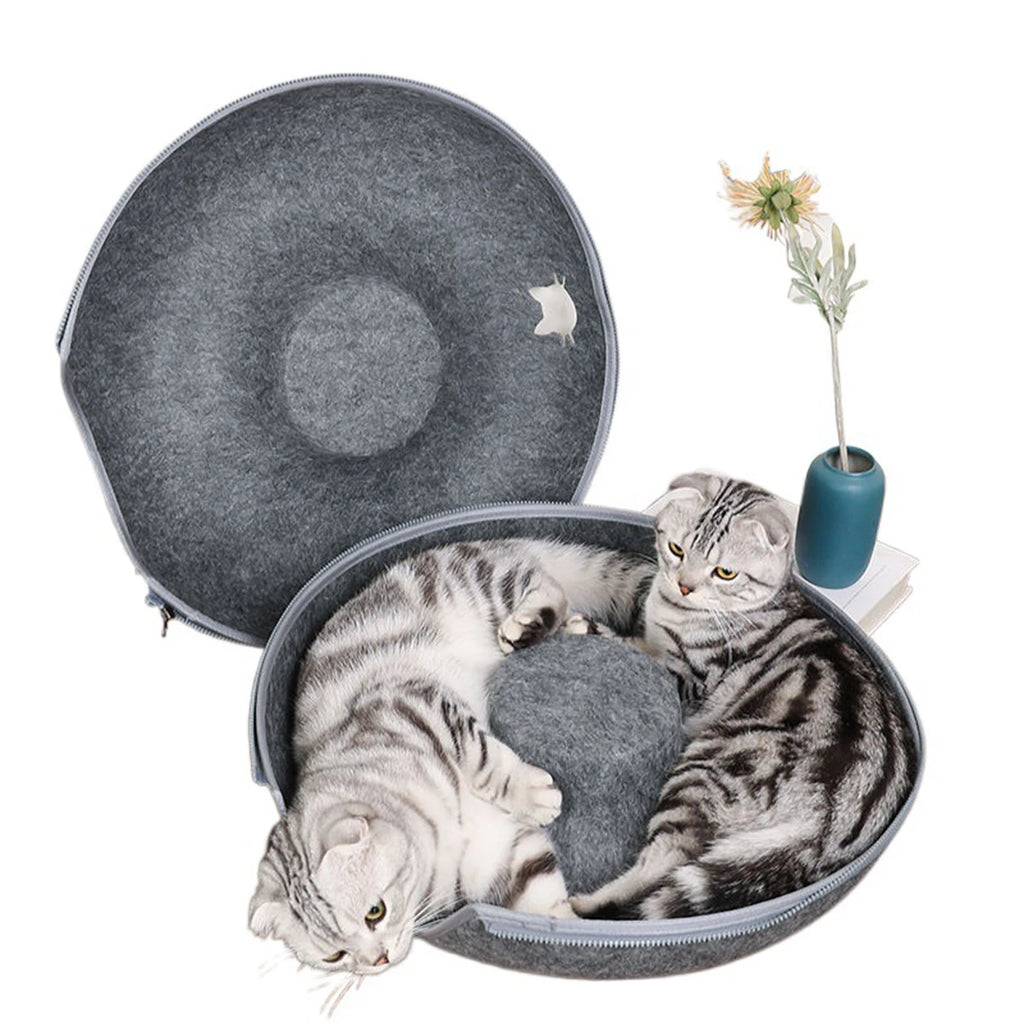 Donut Cat Bed Interactive Tunnel Pet Felt Indoor Toys Cats House Kitten Training Toy Cat Kennel Cat Accessories