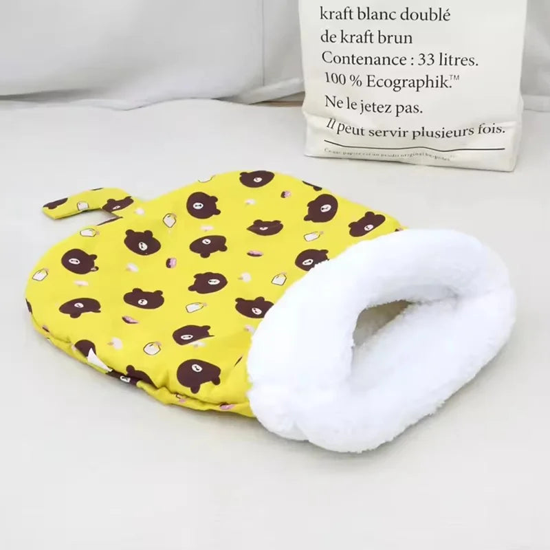 Winter Cat Cave Bed Self Warming Pet Mat Washable Cat Sleeping Bag Enclosed Fleece Lined Pet Bed Indoor Pet Nest pet supplies