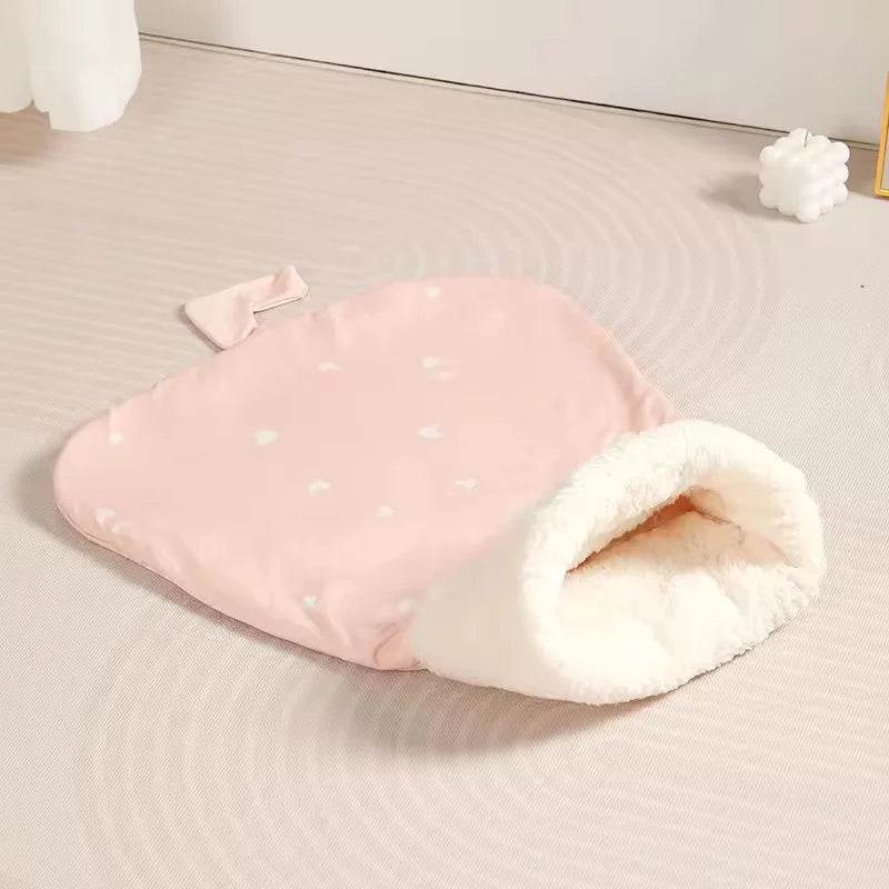 Winter Cat Cave Bed Self Warming Pet Mat Washable Cat Sleeping Bag Enclosed Fleece Lined Pet Bed Indoor Pet Nest pet supplies